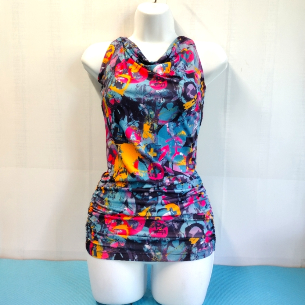 Xtaren Women's Halter Cowl Neck Ruched Top Size S